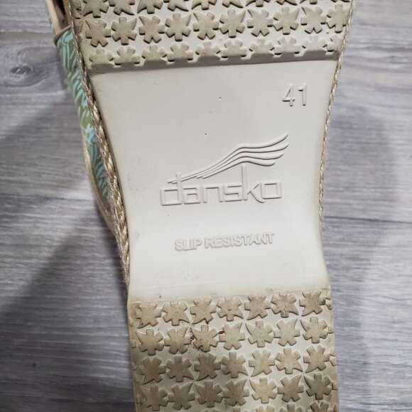 Dansko Women's Victoria Vegan Green Grass Canvas Classic Clogs Sz 41 US 10.5-11 - Picture 8 of 15